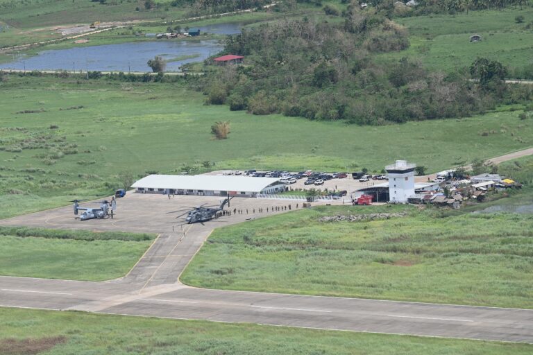 This photo shows an aerial view of Lal-lo Airport in Cagayan province, northern Philippines on August 3, 2023. The Lal-lo Airport is one of the additional sites for the Enhanced Defense Cooperation Agreement (Edca)