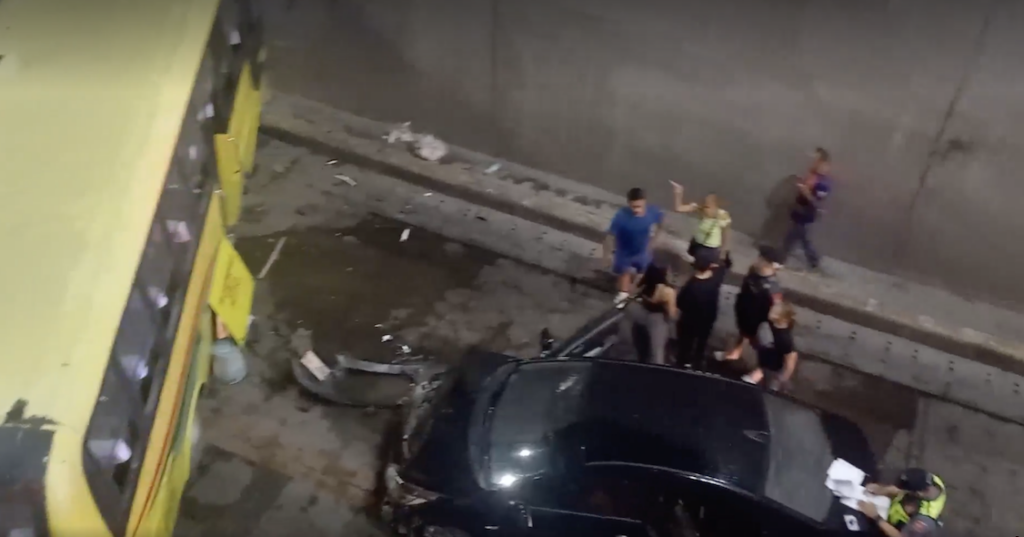 LOOK: 2 Cebu City accidents injure 5 people. A Ceres Bus, a motorcycle and a car were involved in a collision in the Mambaling Underpass in Barangay Mambaling, Cebu City at past 5 a.m. today, April 22. | Screen grab from video via Futch Anthony Inso
