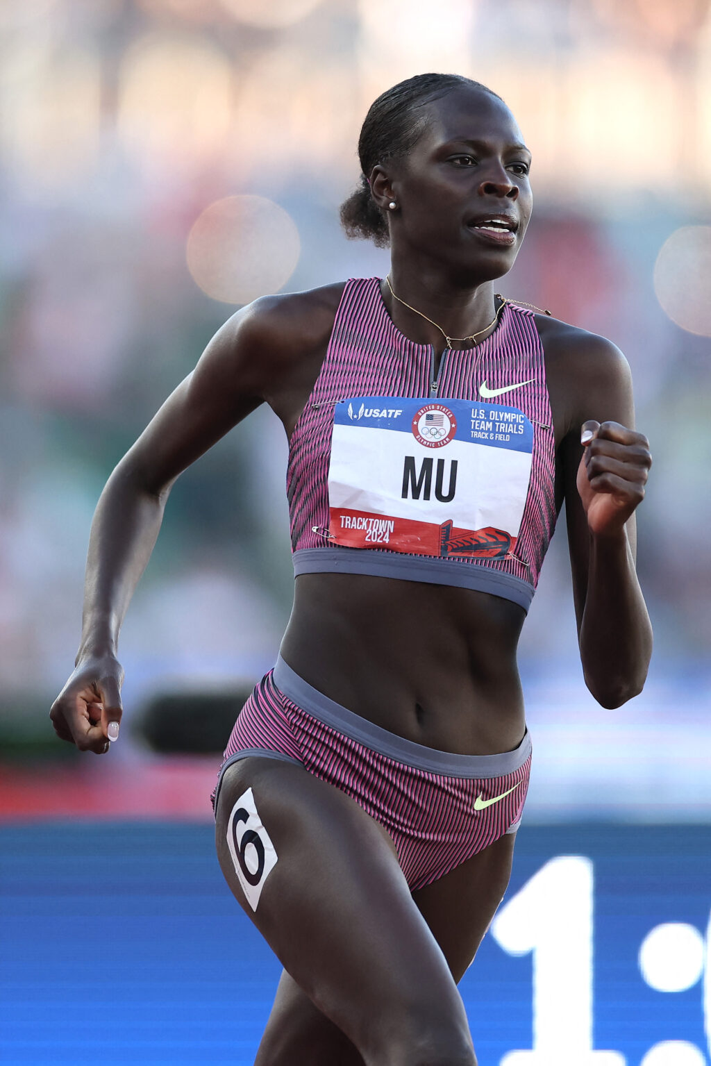 Olympic 800m champion Mu in tears as fall ends Paris dream. Athing Mu competes in the women's 800 meter final on Day Four of the 2024 U.S. Olympic Team Track & Field Trials at Hayward Field on June 24, 2024 in Eugene, Oregon.  | Getty Images via AFP