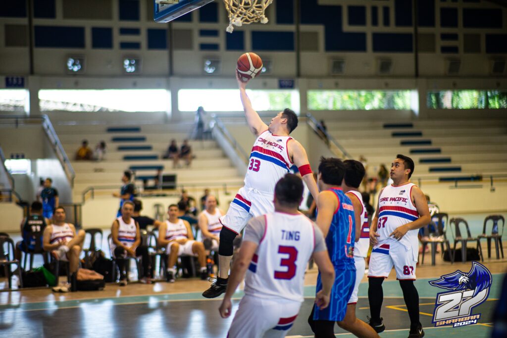 SHAABAA Season 27: Defending champ Batch 2013 starts hot. In photo is Core Pacific Group's Joseph Rudolf Lo floats for a layup. | SHAABAA photo