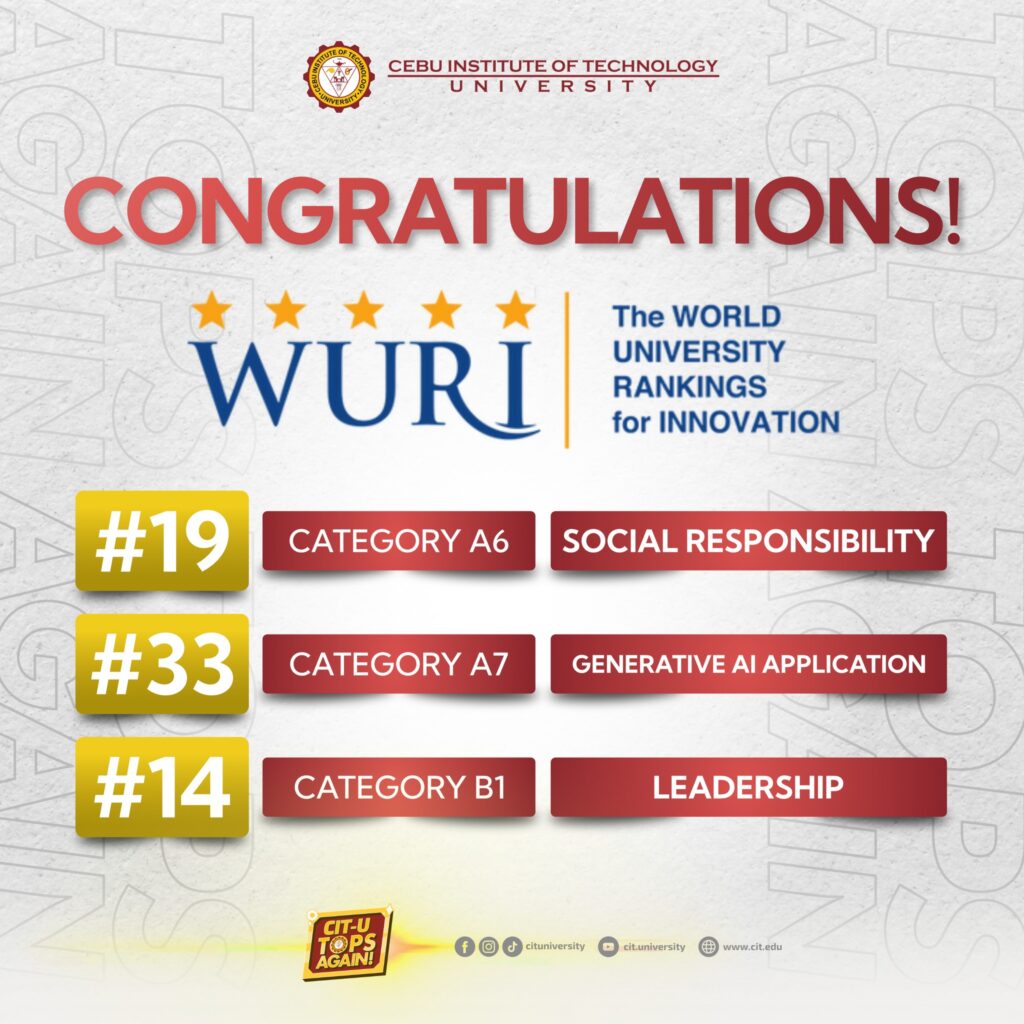 CIT-U in World University Rankings for Innovation (WURI)

