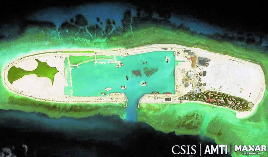 SECOND BIGGEST According to the Asia Maritime Transparency Initiative, Namyit Island is the second biggest built-up maritime feature occupied by the Vietnamese in the South China Sea and it offers a secure lagoon for vessels.