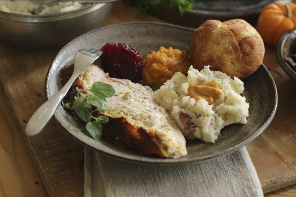 FILE - A dish with roast turkey breast is photographed in Concord, N.H., on Sept. 28, 2015.