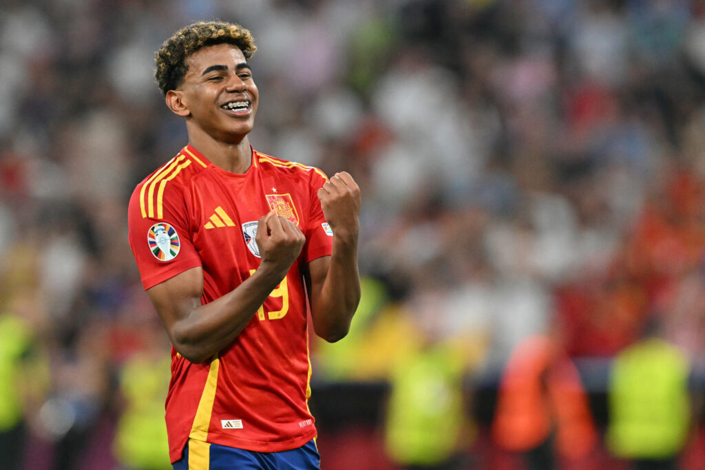 EURO 2024: Spain beats France, 2-1 to reach tournament final. Spain's forward #19 Lamine Yamal celebrates at the end of the UEFA Euro 2024 semi-final football match between Spain and France at the Munich Football Arena in Munich on July 9, 2024. | Photo by MIGUEL MEDINA / AFP