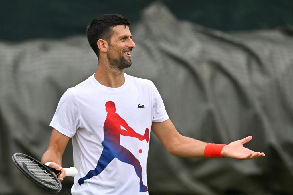 Wimbledon: Djokovic gets free pass to semifinals. Serbia's Novak Djokovic reacts as he takes part in a training session on the Aorangi practice courts on the tenth day of the 2024 Wimbledon Championships at The All England Lawn Tennis and Croquet Club in Wimbledon, southwest London, on July 10, 2024. | AFP