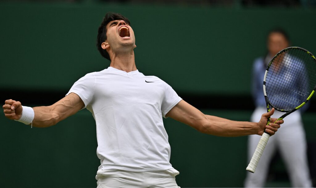 Wimbledon: Alcaraz and Djokovic to meet in men’s final again. IN PHOTO is Spain's Carlos Alcaraz celebrates winning against Russia's Daniil Medvedev during their men's singles semi-final tennis match on the twelfth day of the 2024 Wimbledon Championships at The All England Lawn Tennis and Croquet Club in Wimbledon, southwest London, on July 12, 2024. | AFP