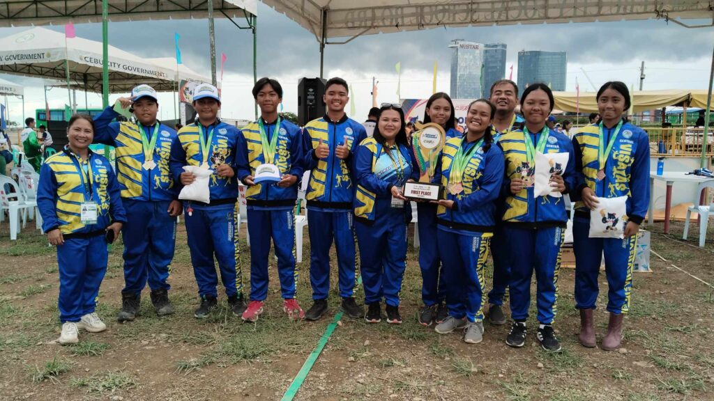 Central Visayas Archery Team flex their earned medals and trophies during the awarding ceremony at the SRP Grounds. | Josh Almonte