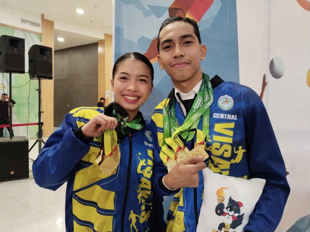 Palarong Pambansa dancesport: Central Visayas bags 9 gold medals. Mitchloni Dinauanao (17) and Francis Dave Sombal (18) of the University of Cebu won six gold medals in Junior Latin Category. | Josh Almonte