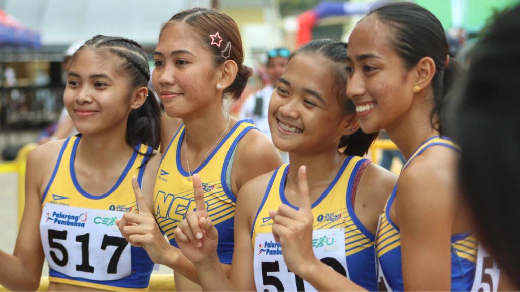 Palarong Pambansa 2024: NCR retains overall crown in runaway fashion. NCR's secondary girls relay team poses for a photo after winning the race. | Christian Dave Cuizon