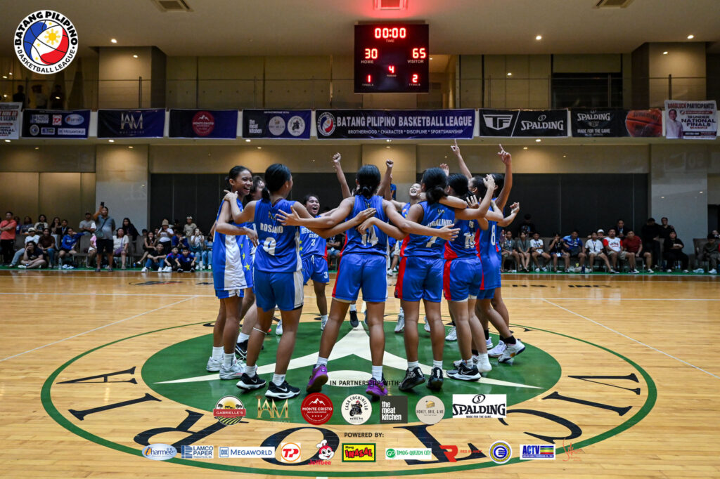 ANS girls basketball team players celebrate after winning back-to-back titles in the BPBL. | Photo from BPBL