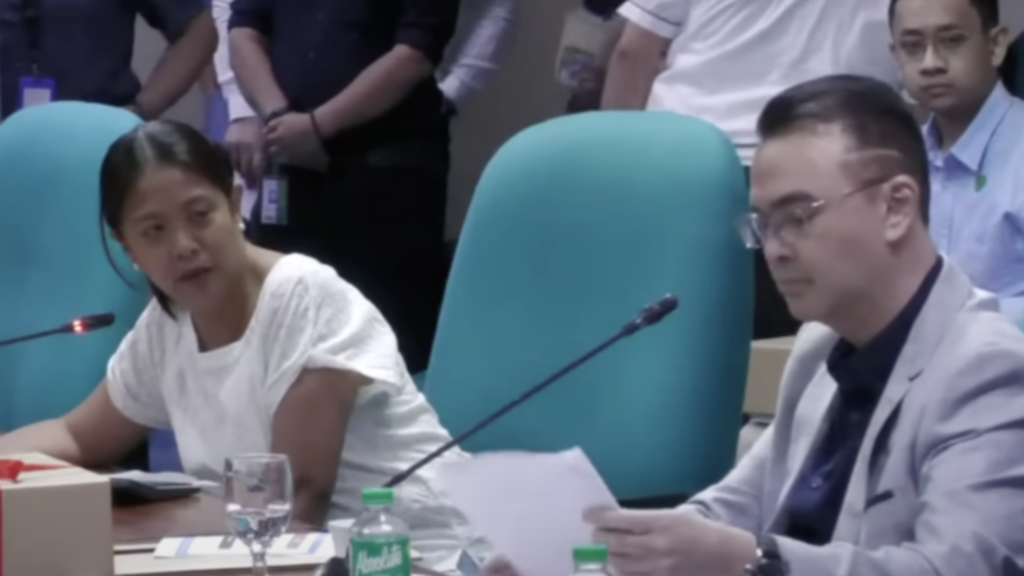 Senator Binay and Senator Cayetano argued at the Senate Inquiry on the construction of the Senate Building. | screenshot from Inquirer video on Senate hearing