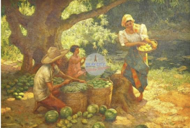 Fernando Amorsolo's "Mango Harvesters", painted in 1936. | Screengrab from Eileen Hofileña's FB