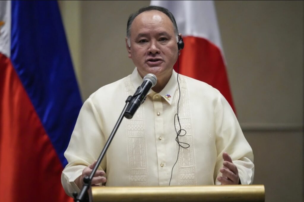 Philippines' Defense Secretary Gilberto Teodoro Jr.speaks during a press conference in the sidelines of Japan and Philippines Foreign and Defense ministers meeting at a hotel in Taguig, Philippines, July 8, 2024.