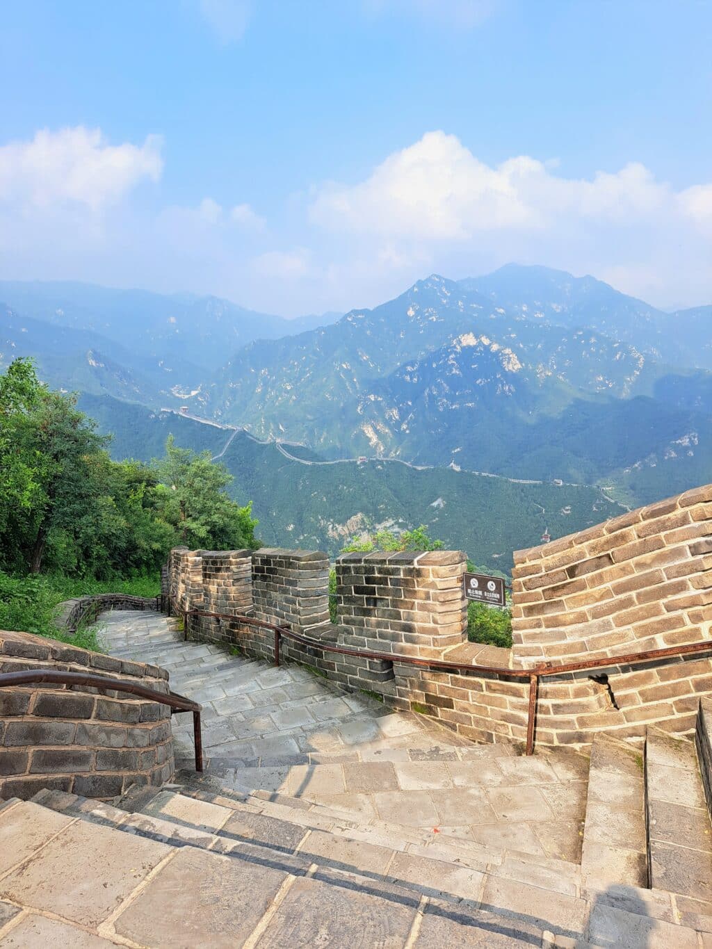 A view from atop the Great Wall of China.