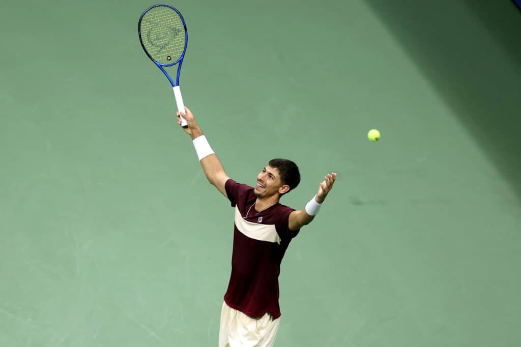 US Open shock exit: Djokovic bows to Australian Poporin. In photo is Australia's Alexei Popyrin celebrating his victory over Serbia's Novak Djokovic during their men's singles third round match on day five of the US Open tennis tournament at the USTA Billie Jean King National Tennis Center in New York City, on August 30, 2024. (Photo by CHARLY TRIBALLEAU / AFP)