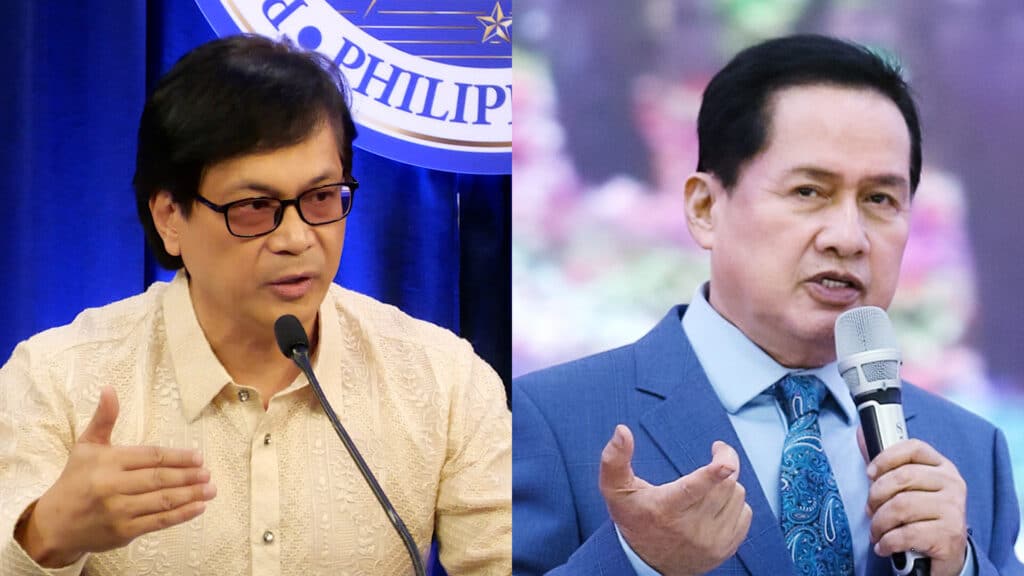 DILG Sec. Benjamin Abalos Jr. (left) and Apollo Quiboloy. (File photos from INQUIRER.net/RYAN LEAGOGO and X/Apollo Quiboloy)