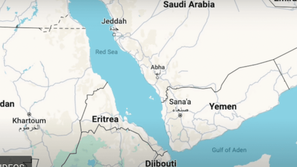 Screenshot of Red Sea map from Inquirer.net video