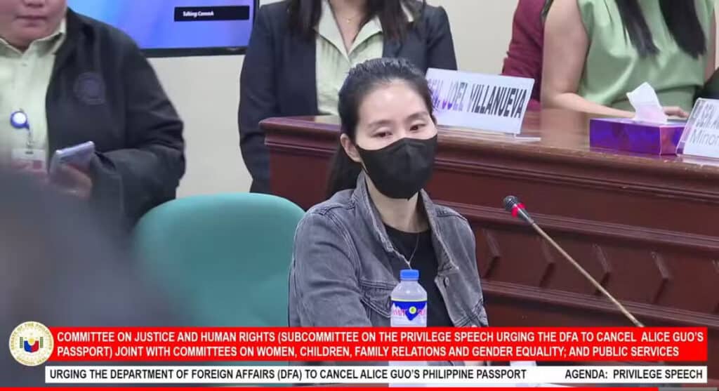 Sheila Guo to Senate: She 'escaped' PH with siblings via boat. In photo is Shiela Guo appearing before the Senate to face queries about her sister Alice Guo’s escape from Philippine jurisdiction. (Screengrab/ Senate YouTube)