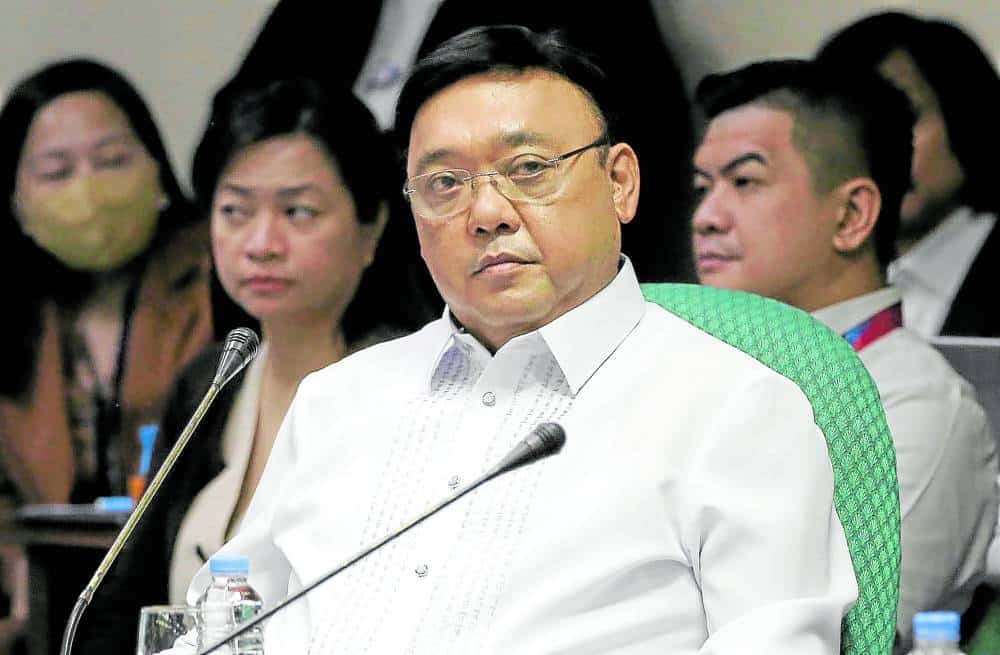 Joint bank account: Roque’s ex-executive assistant quizzed. In photo is former presidential spokesperson Harry Roque (INQUIRER PHOTO / RICHARD A. REYES)