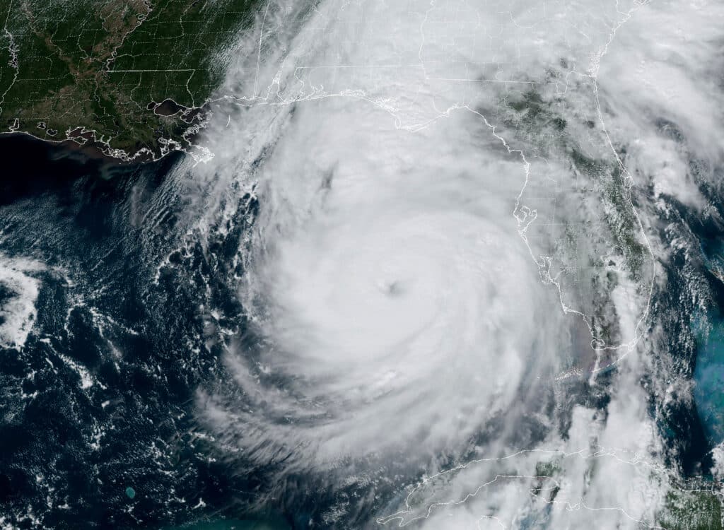 This image obtained from the National Oceanic and Atmospheric Administration (NOAA) shows Hurricane Helene on September 26, 2024, at 17:51 UTC. | Photo by Handout / NOAA/GOES / AFP