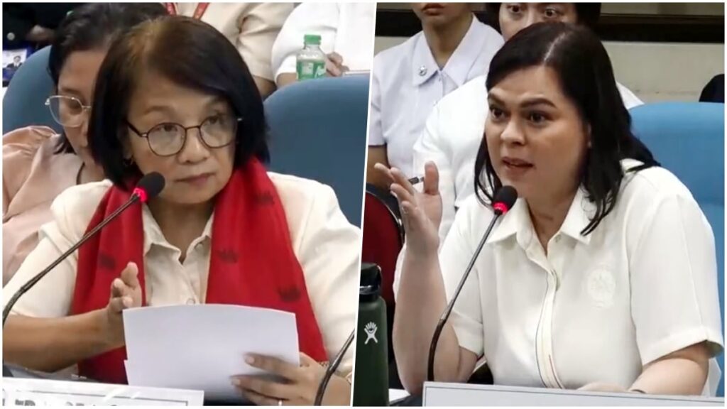 VP rebuked by House Panel via vote — and ‘pusit’ lunch?. In photo are ACT Teachers Rep. France Castro and Vice President Sara Duterte. —File photos from the House of Representatives