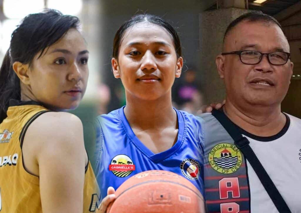 Women’s basketball in Cesafi sends sport's prominent figures abuzz. Kath Jumapao (from left), Zaydhen Rosano, and Darwin Dinoy. | Facebook photos