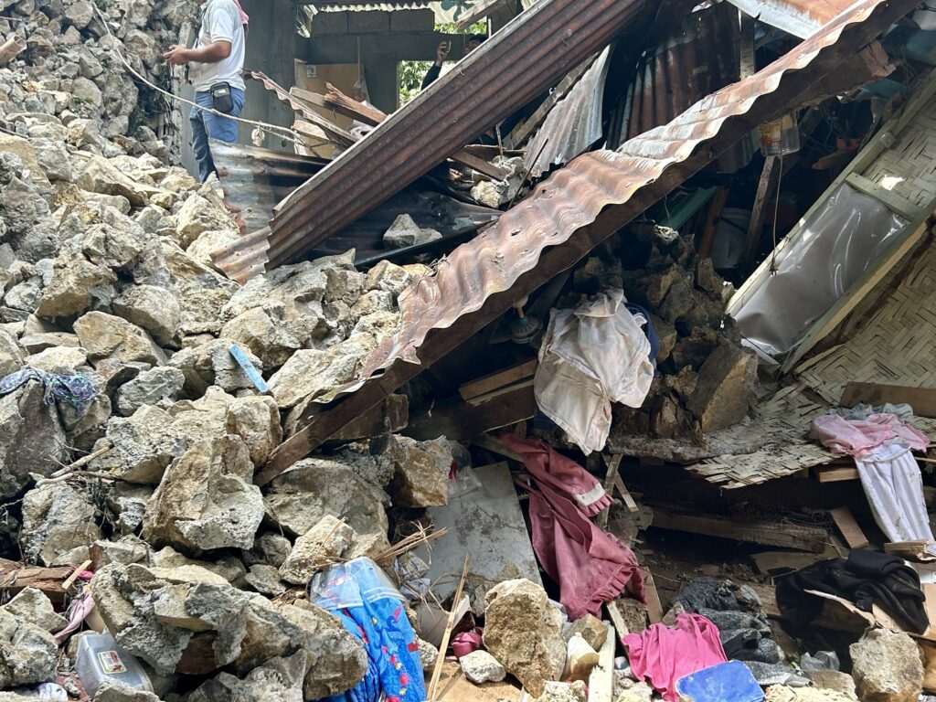 The collapsed riprap wall in Brgy. San Jose, Cebu City.