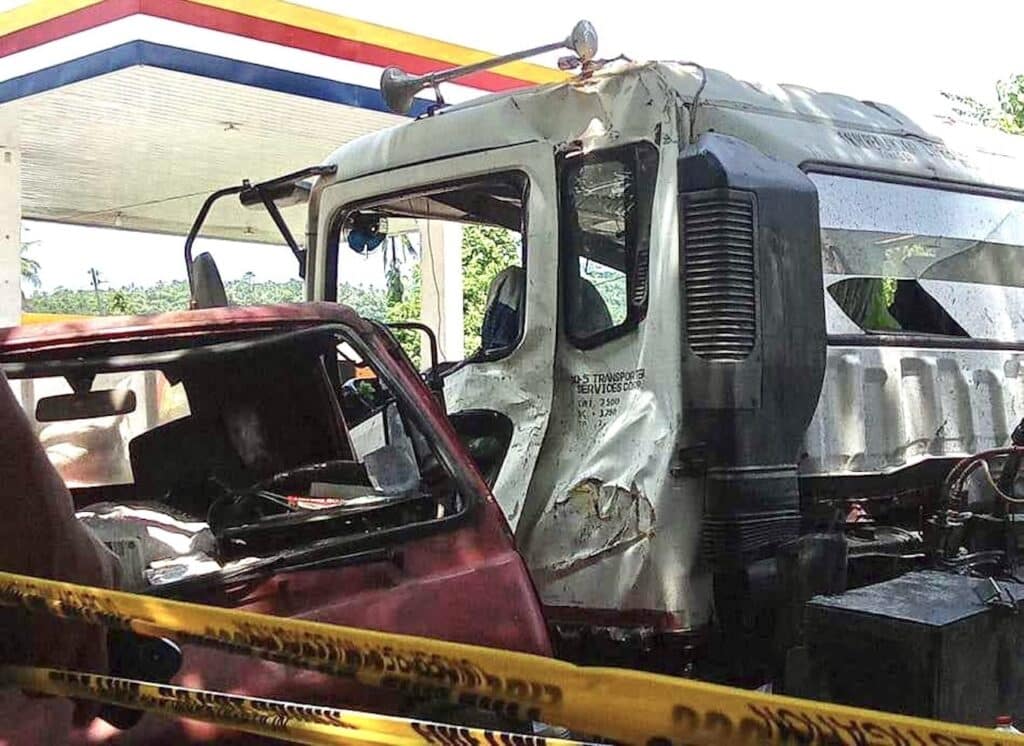 Barili, Cebu: Truck crashes into electric post, driver dead. A trailer truck loaded with steel rebars hit a car before crashing into an electric post on a road in Barili town in southwestern Cebu at past 11 a.m. on Friday, September 27, 2024. | Contributed Photo