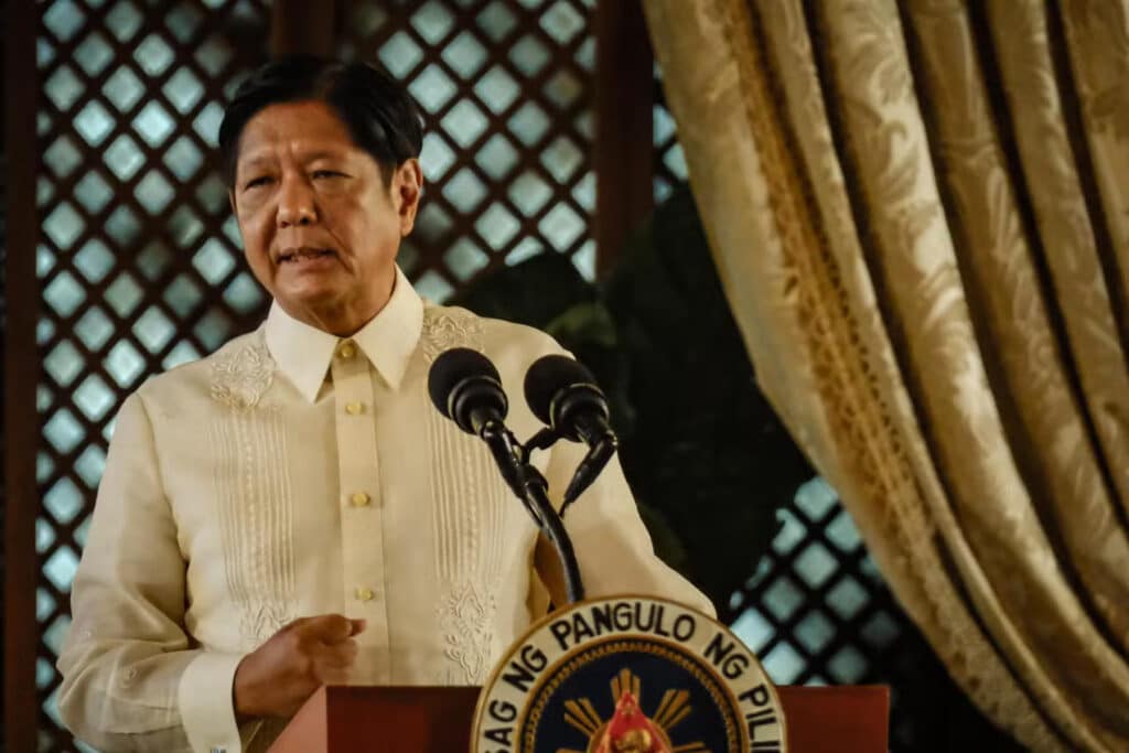 FILE PHOTO: President Ferdinand Marcos Jr. leads the opening of the National Peace Consciousness Month (NPCM) and commemoration of the 28th anniversary of the 1996 Final Peace Agreement with Moro National Liberation Front (MNLF) at the Ceremonial Hall of the Malacañan Palace on Monday, September 2, 2024. – For President Ferdinand Marcos Jr., sect leader Apollo Quiboloy did not surrender to the government but was forced to surface because the Philippine National Police (PNP) was getting closer to his hideout. PHOTO BY YUMMIE DINGDING/ PPA POOL