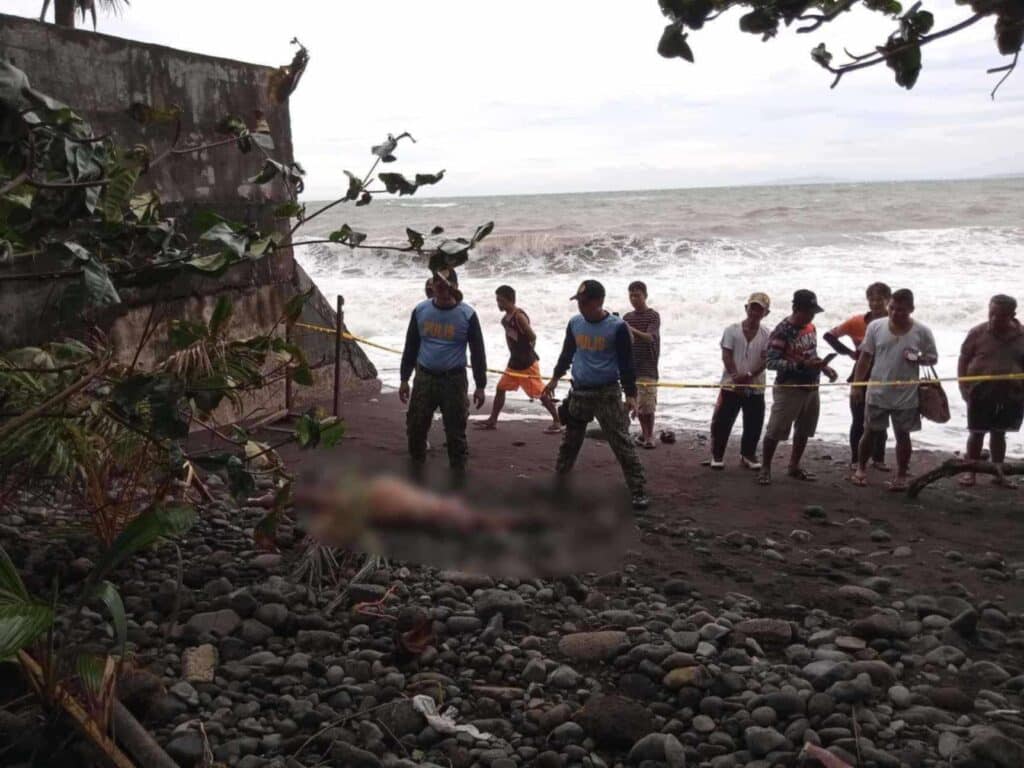 Kristine leaves 1 dead in Cebu. Police cordoned off  the area where  residents of Merida town in Leyte Province  found the body of the missing fisherman, who went missing after their boat capsized off Merida town as he and 2 others headed to Cebu on Monday, Octber 21, from Ormoc City. | Contributed photo via Futch Anthony Inso