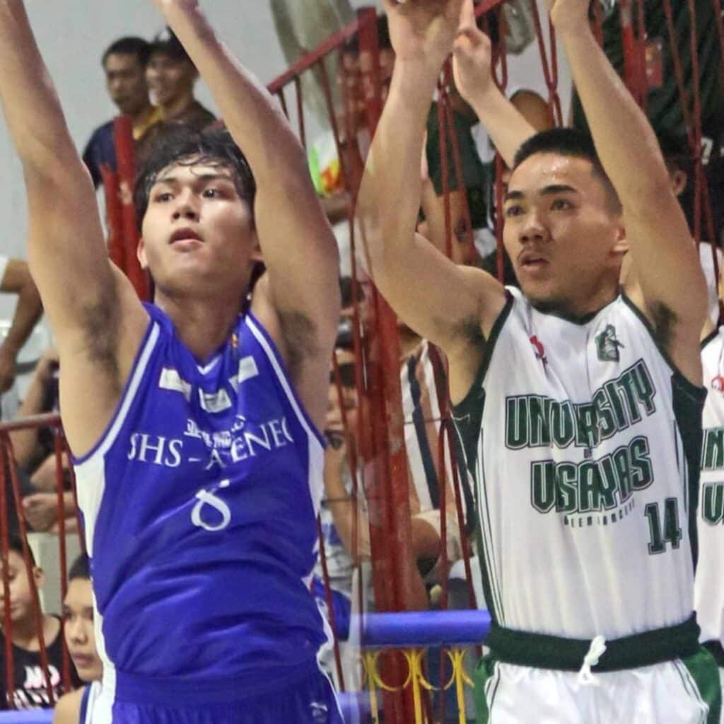 Froilan Maglasang (left) of the SHS-AdC Magis Eagles and Jhunrel Dagatan (right) of the UV Baby Lancers. | Photo from Sugbuanong Kodaker