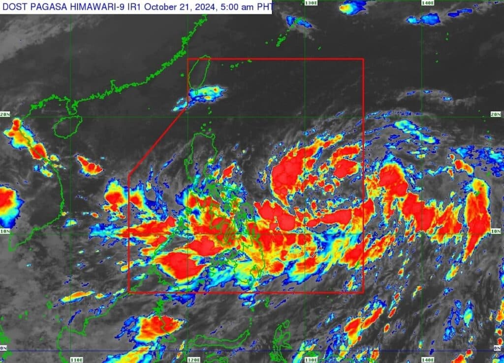 Satellite image of Tropical Depression Kristine as of 4 a.m. on October 21, 2024. | Photo from DOST-Pagasa