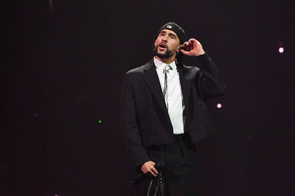 Latin superstar Bad Bunny backs Harris for president. (FILE) Puerto Rican singer Bad Bunny performs at the Crypto.com Arena during his "Most Wanted" tour in Los Angeles, March 13, 2024. (Photo by Valerie Macon / AFP)