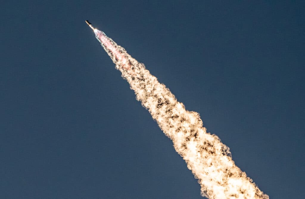 The SpaceX Starship lifts off from Starbase near Boca Chica, Texas, on October 13, 2024, for the Starship Flight 5 test. | Photo by SERGIO FLORES / AFP