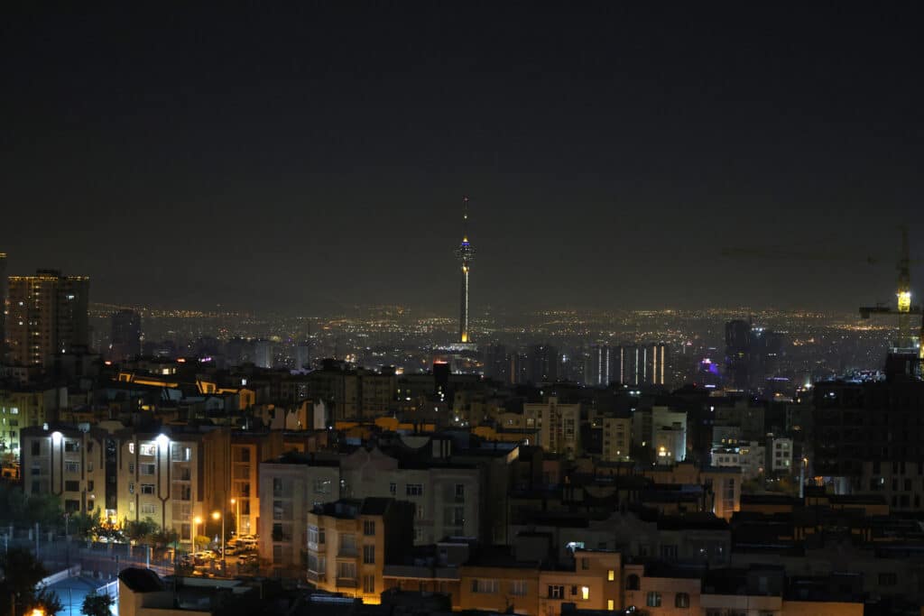 A general view of Tehran after several explosions were heard in Tehran on October 26, 2024. | Photo by ATTA KENARE / AFP