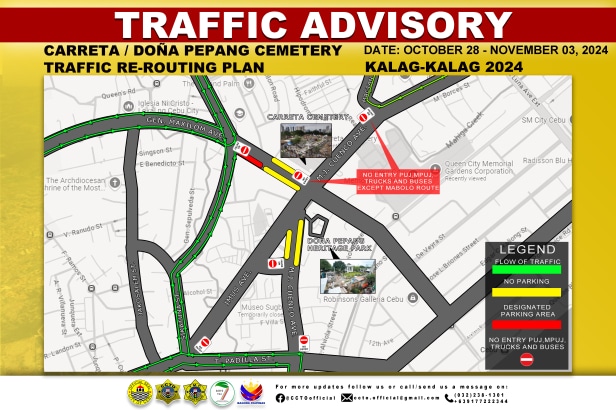 Kalag-Kalag 2024: Traffic rerouting for Cebu City cemeteries set