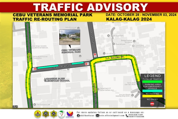 Kalag-Kalag 2024: Traffic rerouting for Cebu City cemeteries set