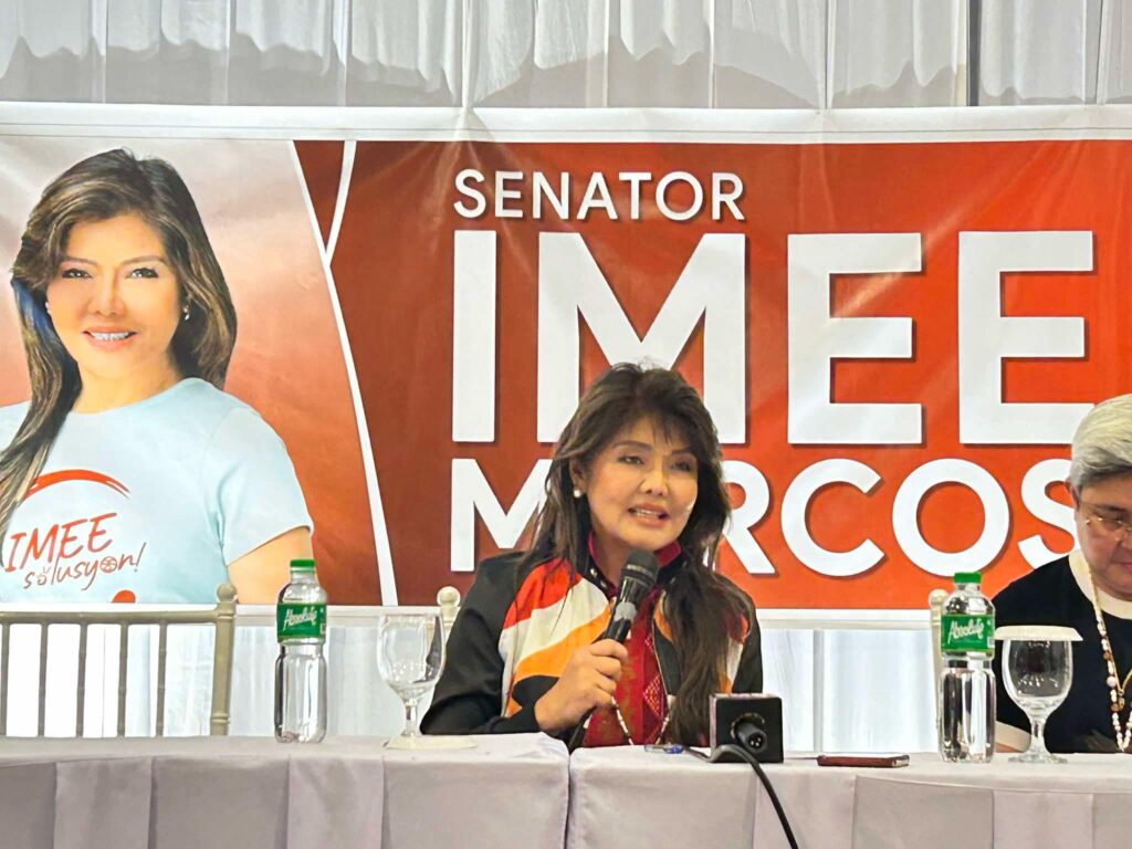 Senator Marcos backs bill extending barangay, SK officials' term. IN PHOTO is Senator Imee Marcos in a Cebu press briefing.