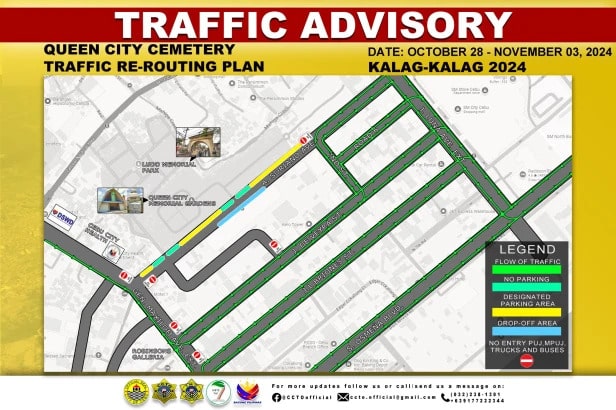 Kalag-Kalag 2024: Traffic rerouting for Cebu City cemeteries set