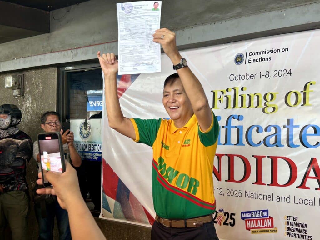 ‘Tuloy ang laban!’: Rama vows to fight on amid nepotism ruling. In photo, Rama files COC as he runs for mayor in the 2025 elections.