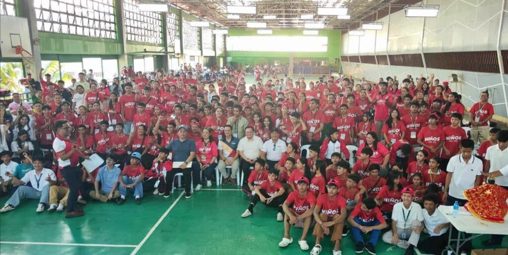 Cebu City's Batang Pinoy delegation poses for a group photo with Cebu City Mayor Raymond Alvin Garcia, Cebu City Councilor Joel Garganera, and CCSC chairman John Pages during a send-off ceremony. | Contributed photo