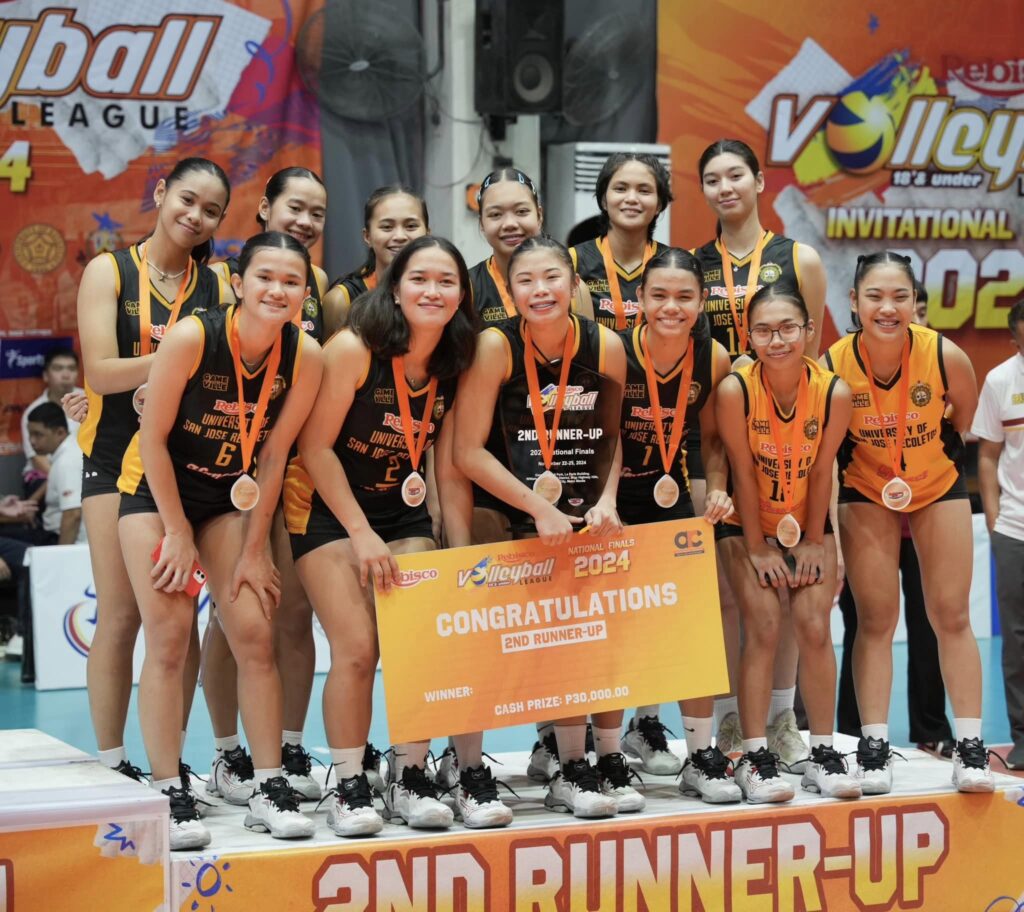 The USJ-R Lady Jaguars pose for a photo during the awarding. | Photo from Rebisco Volleyball League