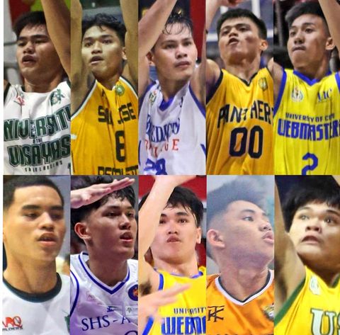 Cesafi unveils stacked rosters for 2024 All-Star showdown. Above left-right: College All-Stars' Kent Ivo Salarda, Elmer Echavez, Serge Gabines, Peter John Peteros, and Zareygel Rosano. 2nd row left-right: High School All-Stars' Roderick Cambarijan, Froilan Maglasang, Jake Lordwin Yong, JV Oringo, and Xian Garcia. | Photos from Sugbuanong Kodaker