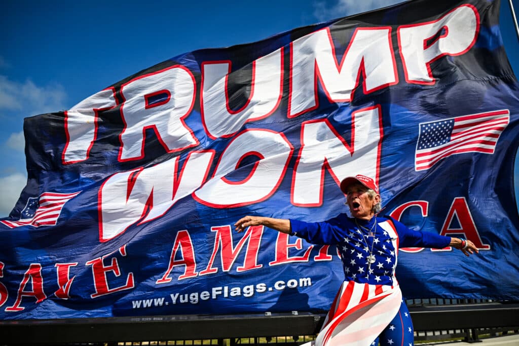 Trump crushes Harris: New reality for US. Supporters of former US president and Republican presidential candidate Donald Trump celebrate his victory near his Mar-a-Lago resort in Palm Beach, Florida, on November 6, 2024.| Photo by CHANDAN KHANNA / AFP