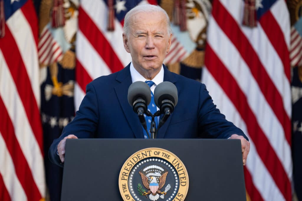 US President Joe Biden speaks about a ceasefire between Israel and Hezbollah in Lebanon, in the Rose Garden of the White House on November 26, 2024, in Washington, DC. | Photo by SAUL LOEB / AFP