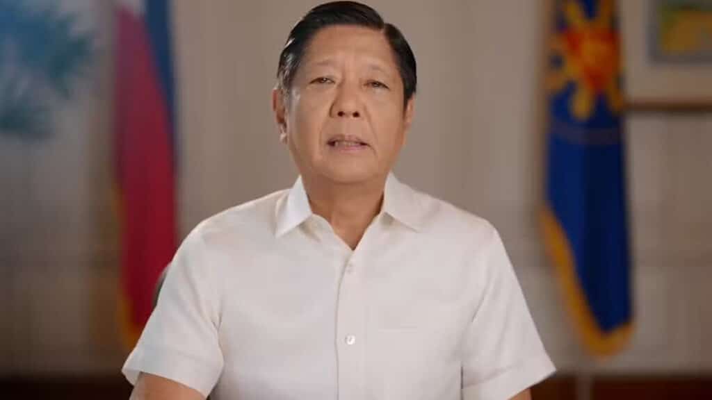 MESSAGE TO THE NATION President Marcos, in a televised message on Monday, addresses the death threats made against him by Vice President Sara Duterte, reaffirming his commitment to upholding the rule of law and ensuring the safety and security of all Filipinos. —Screengrab from the Presidential Communications Office Facebook page