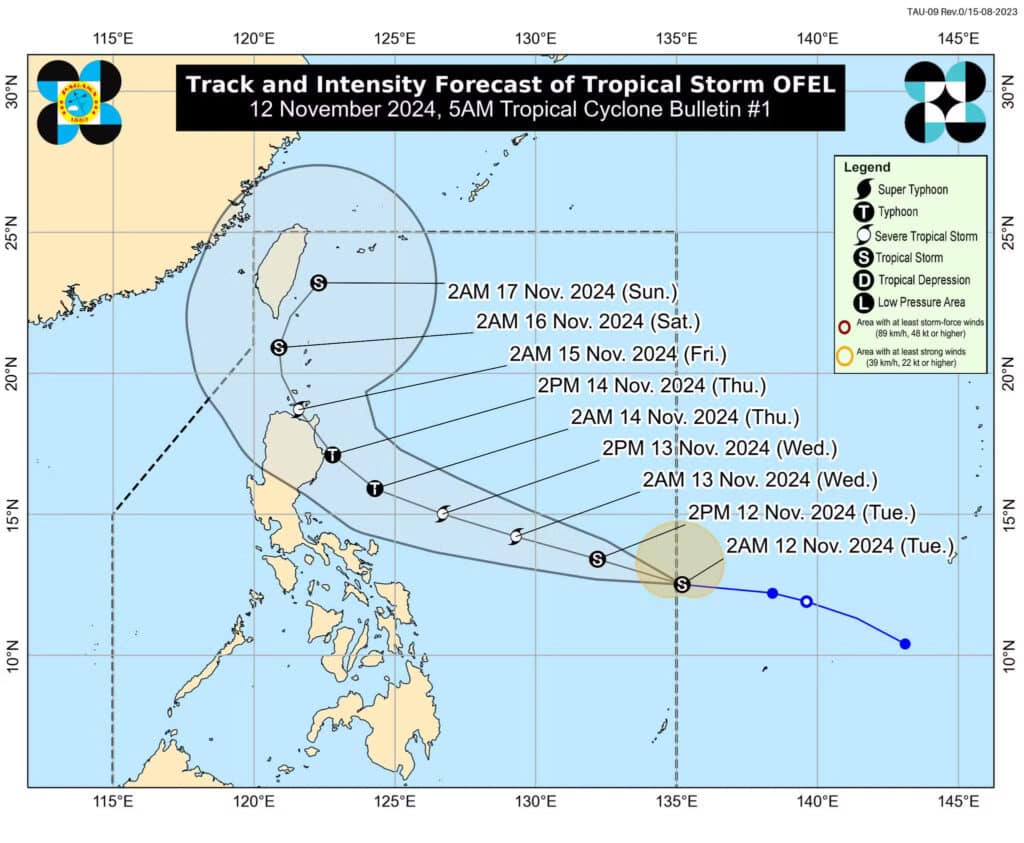 Tropical Storm Ofel: It enters PAR, may become typhoon on Nov. 13