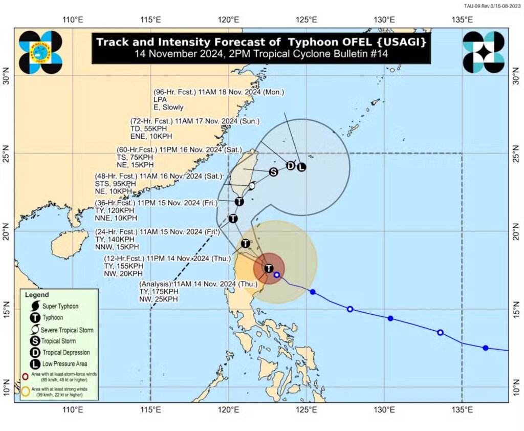 Ofel weakens into a typhoon after making landfall over Cagayan