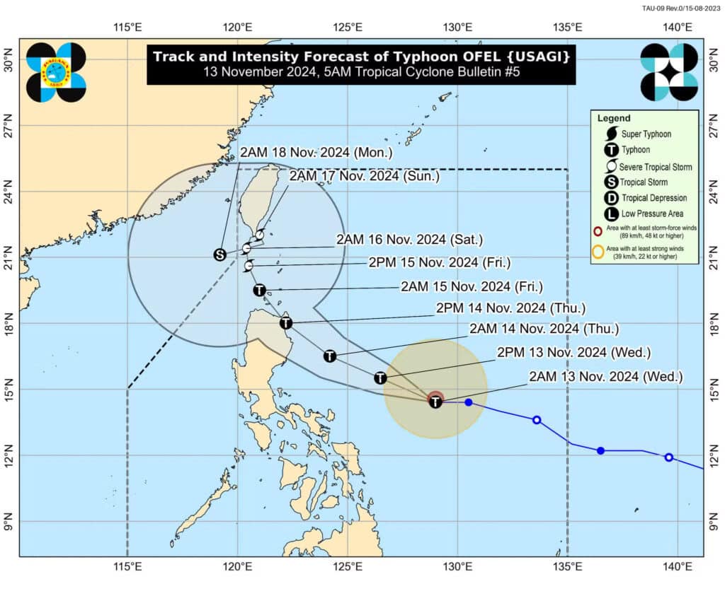 Ofel intensifies into typhoon, 6 areas under Signal No. 1