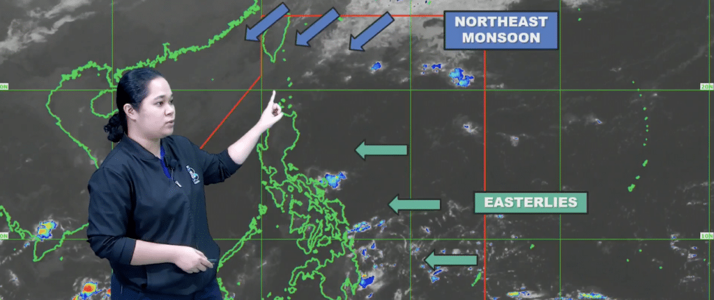 Pagasa: 2 weather systems to bring rains over parts of PH. In photo is Weather forecaster Rhea Torres saying that easterlies and northeast monsoon will bring rains to parts of the country. | Screengrab from pagasa fb